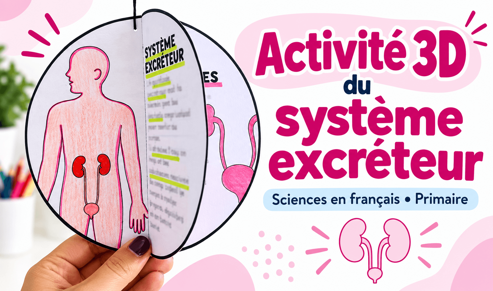 Ressource educative TPT - Activité 3D du système excréteur : une ressource de sciences en français pour le primaire