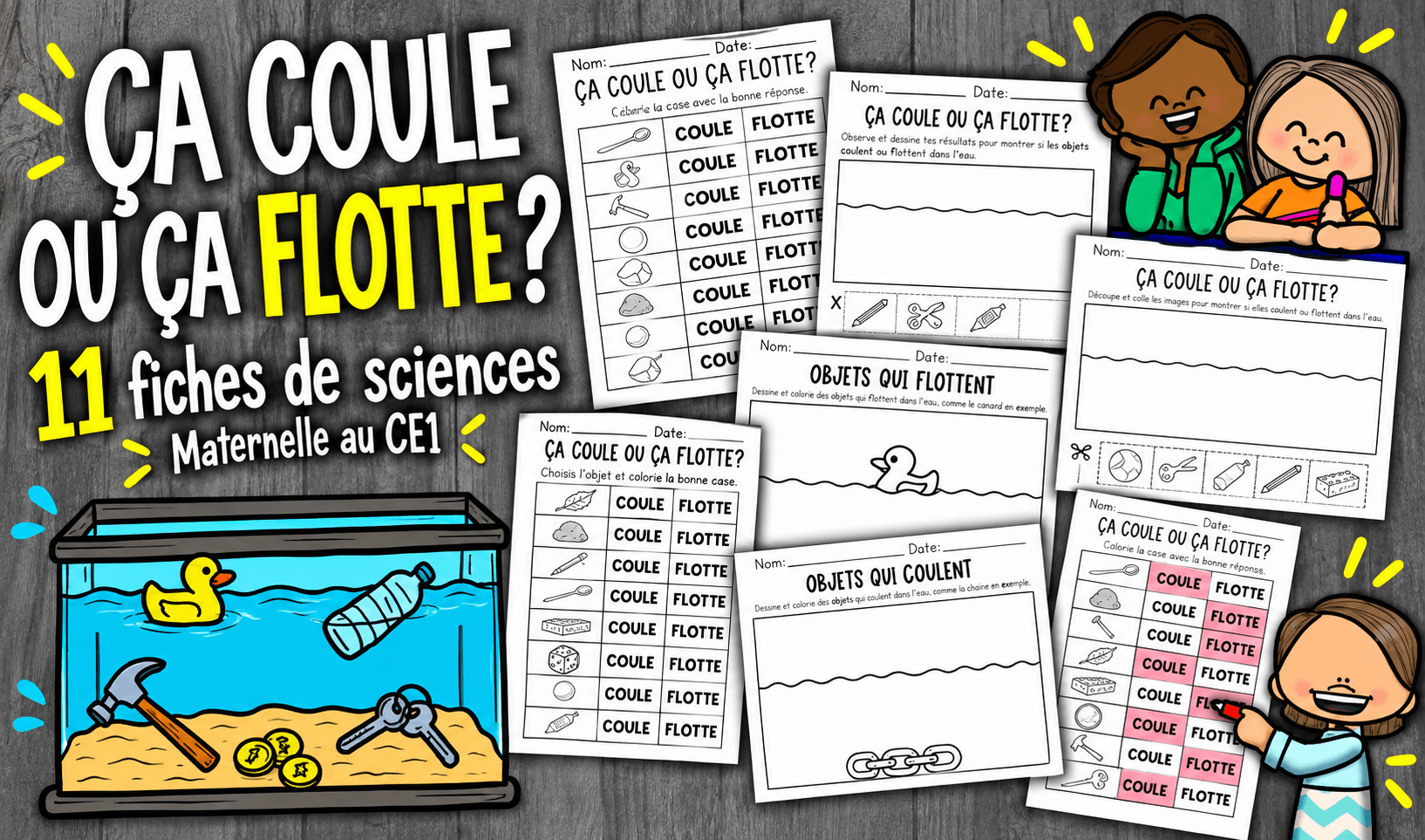 Ça coule ou ça flotte | Fiches de sciences en français, de la maternelle au CE1 Ressource educative TPT - Ça coule ou ça flotte | Fiches de sciences en français, de la maternelle au CE1