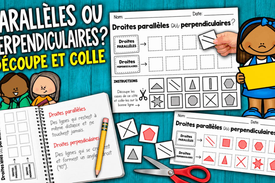 Droites Parallèles et Perpendiculaires | Activité de découpage et collage