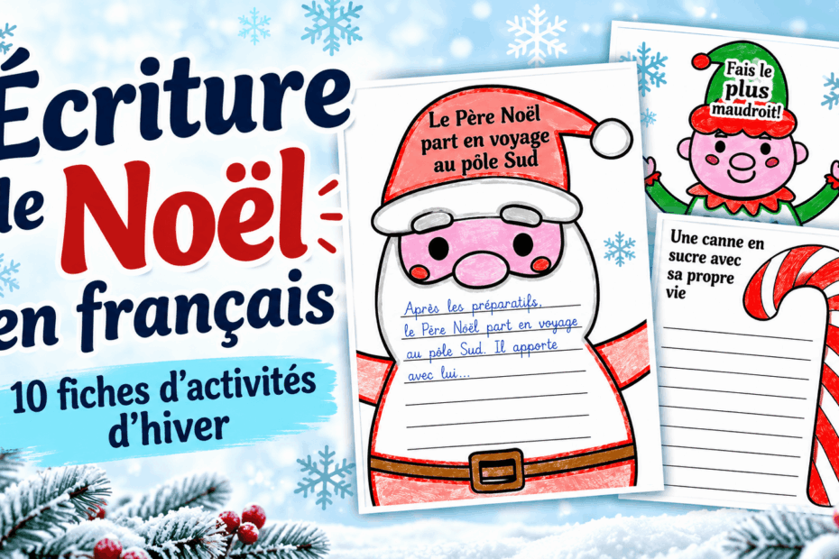 Écriture de Noël en français | Fiches d’activités d’hiver pour stimuler l’imagination