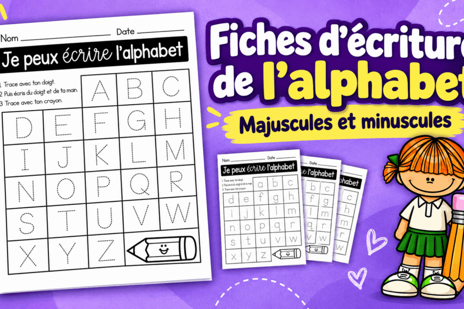 Fiches d’écriture et de traçage de l’alphabet en français : majuscules et minuscules