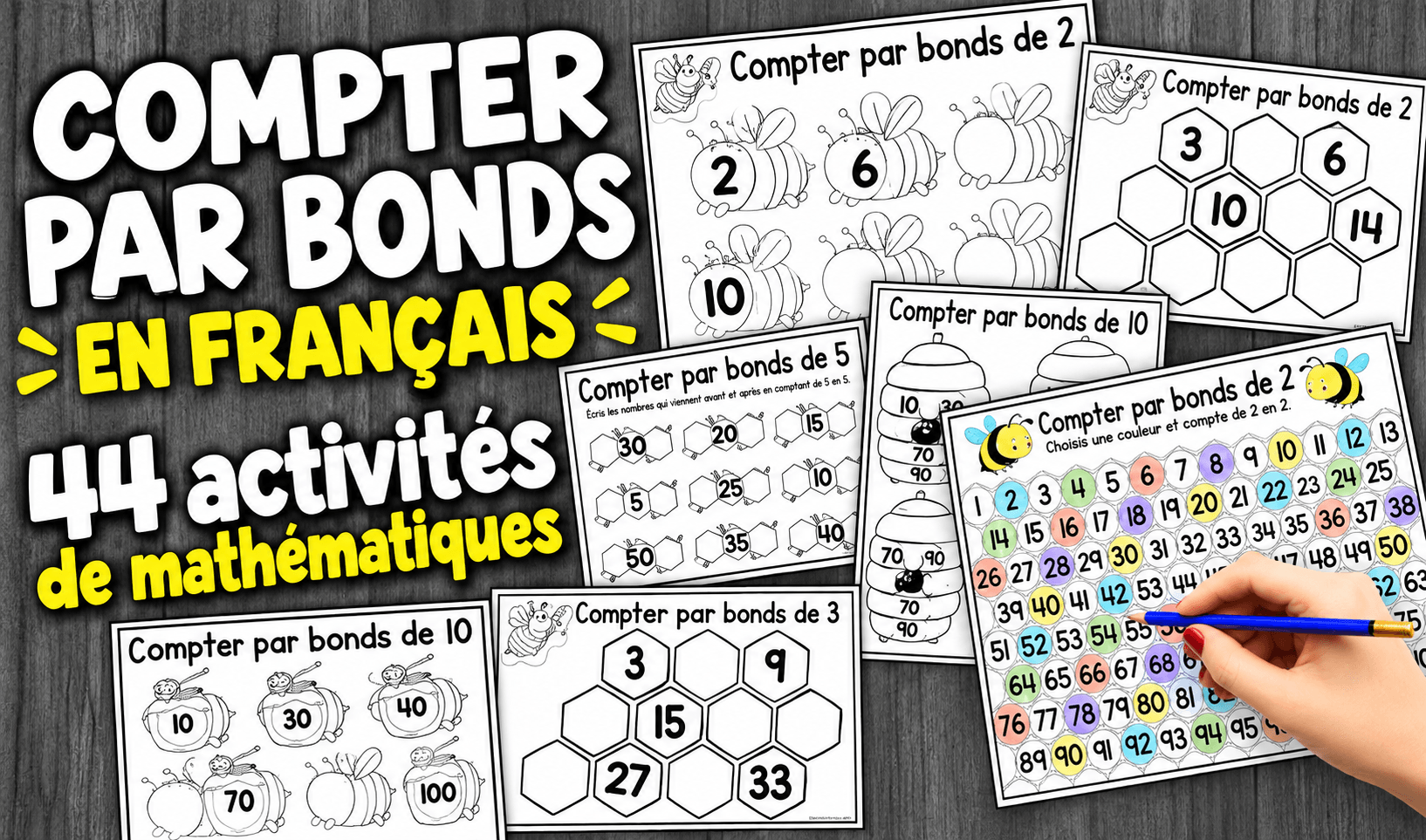 Fiches de comptage par bonds en français : 44 activités de mathématiques Ressource educative TPT - Fiches de comptage par bonds en français : 44 activités de mathématiques