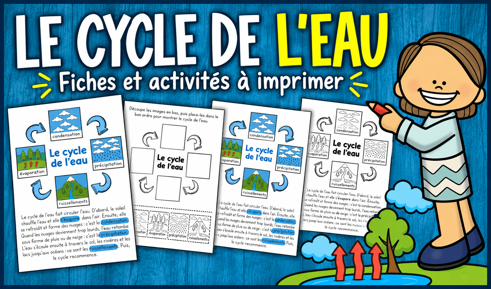 Le cycle de l’eau | Fiches et Activités à Imprimer en Français Ressource educative TPT - Le cycle de l’eau | Fiches et Activités à Imprimer en Français