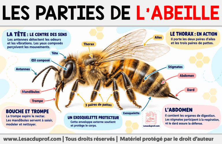 Infografia sobre Les parties de l’abeille