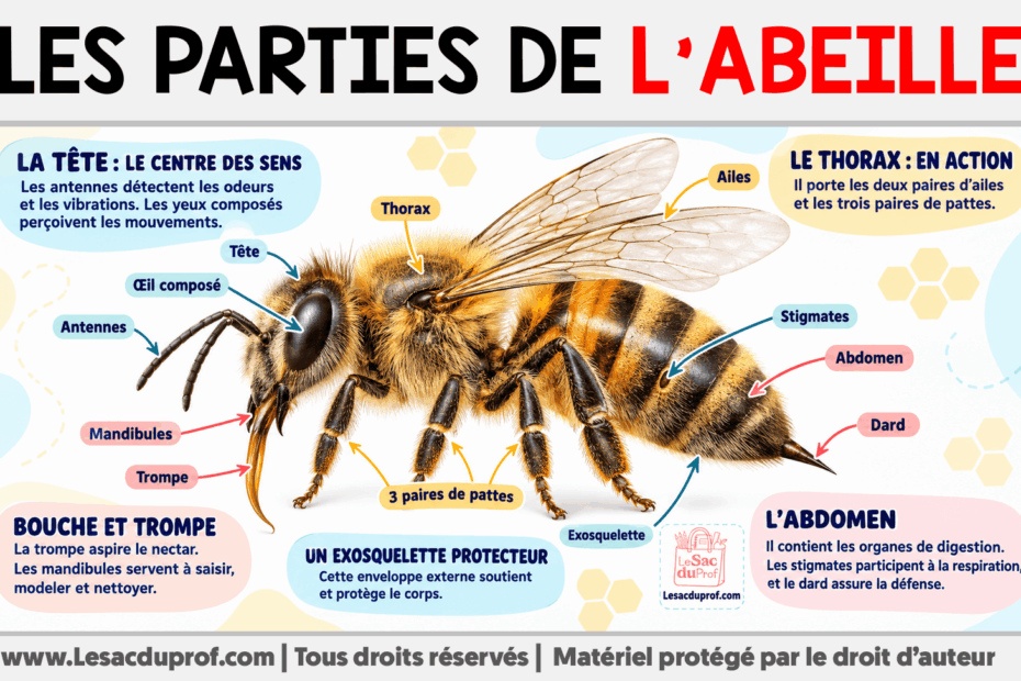 Infografia sobre Les parties de l’abeille