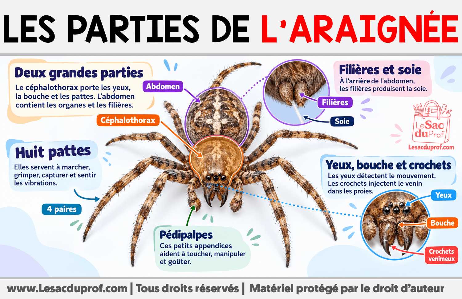 Les parties de l’araignée Infographie sur Les parties de l’araignée