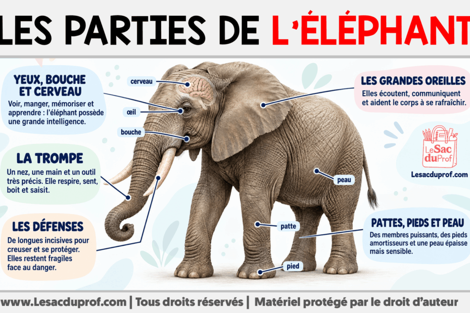 Infografia sobre Les parties de l’éléphant