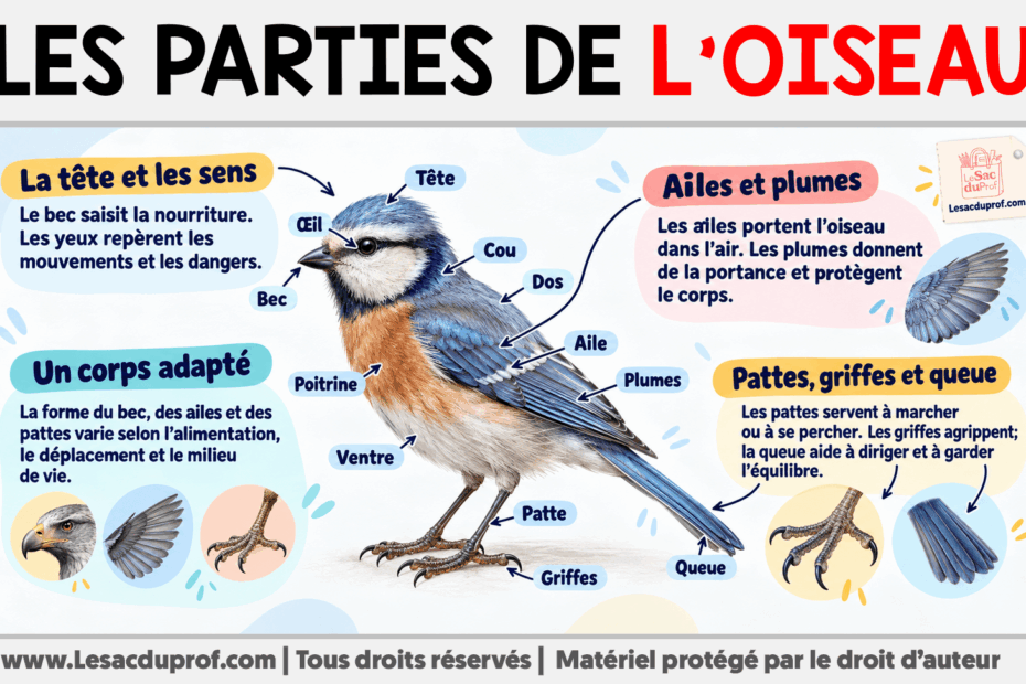 Infografia sobre Les parties de l’oiseau
