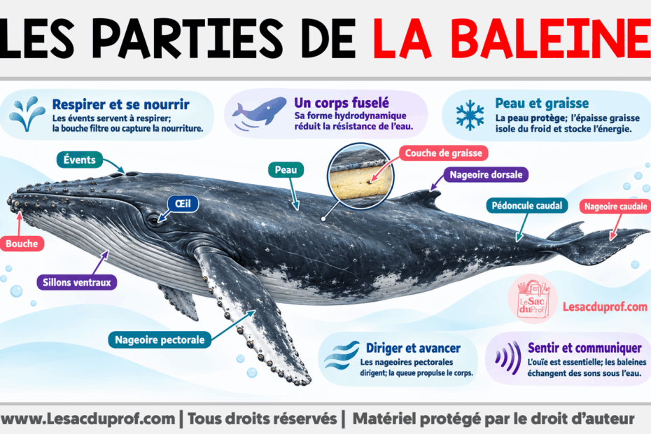 Infografia sobre Les parties de la baleine
