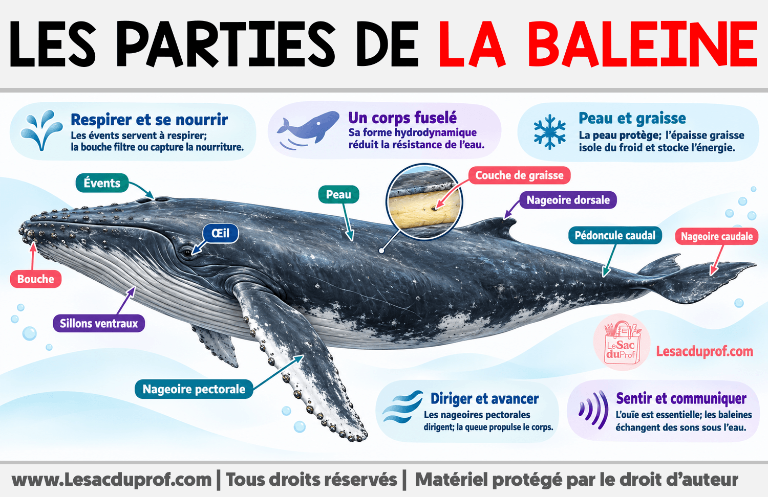 Les parties de la baleine Infographie sur Les parties de la baleine