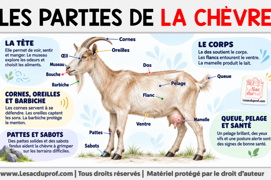Infografia sobre Les parties de la chèvre