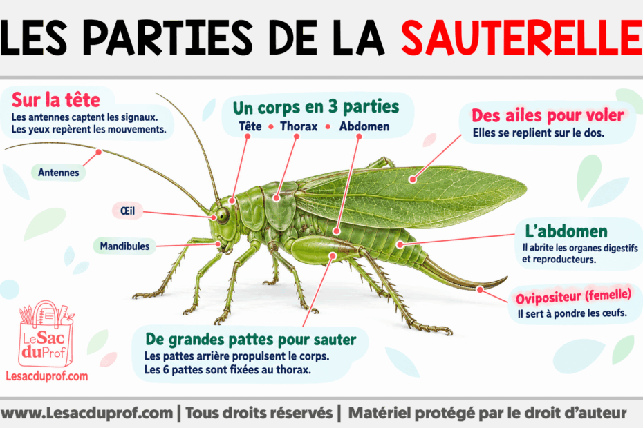 Infografia sobre Les parties de la sauterelle