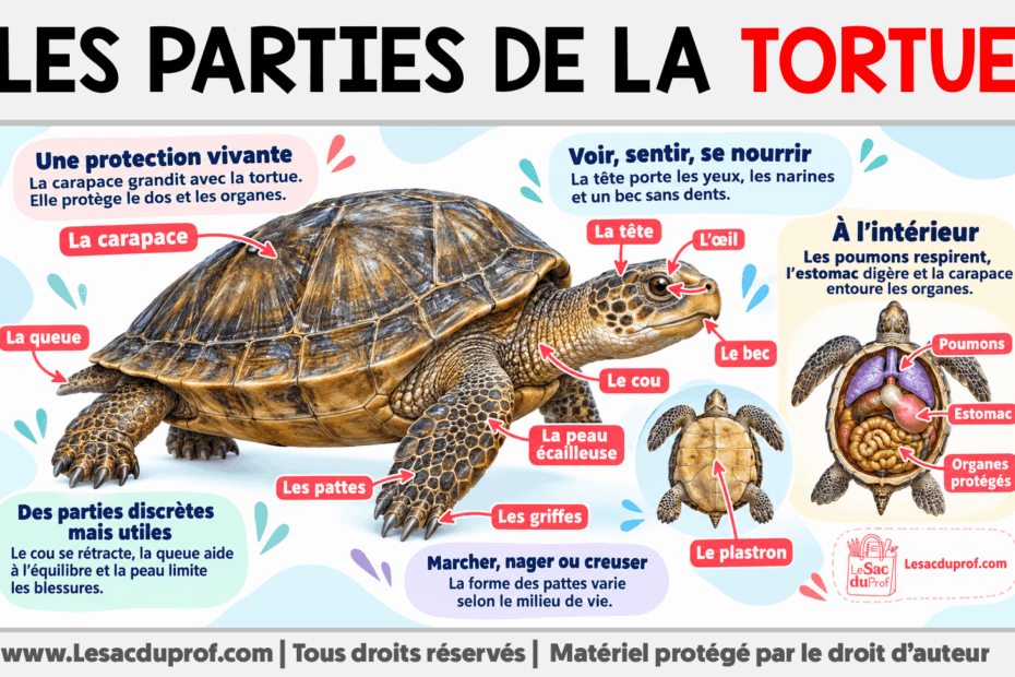 Infografia sobre Les parties de la tortue