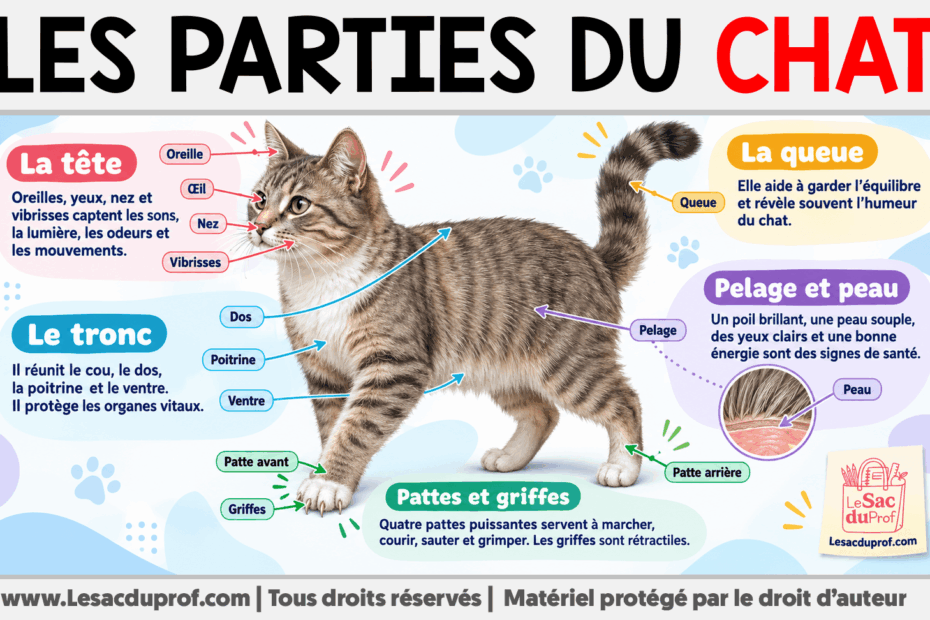 Infografia sobre Les parties du chat