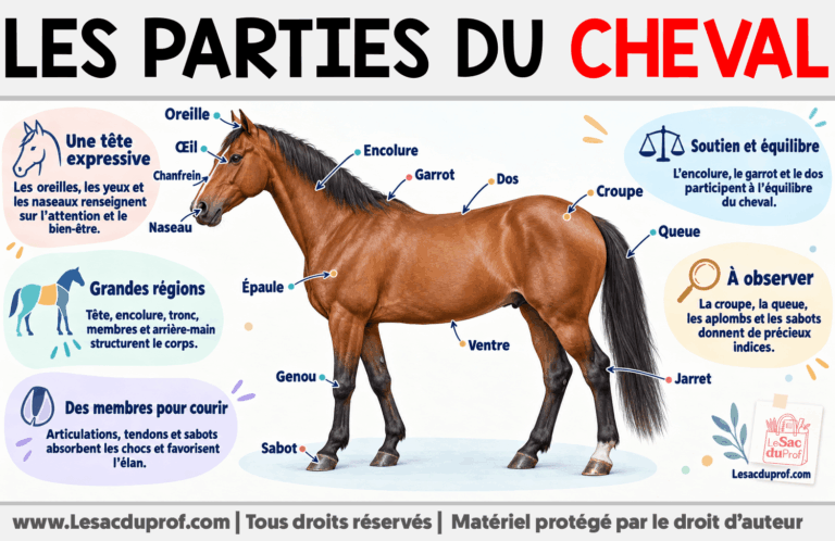 Infografia sobre Les parties du cheval
