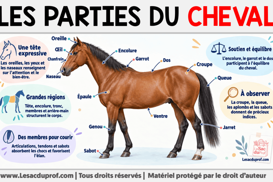 Infografia sobre Les parties du cheval