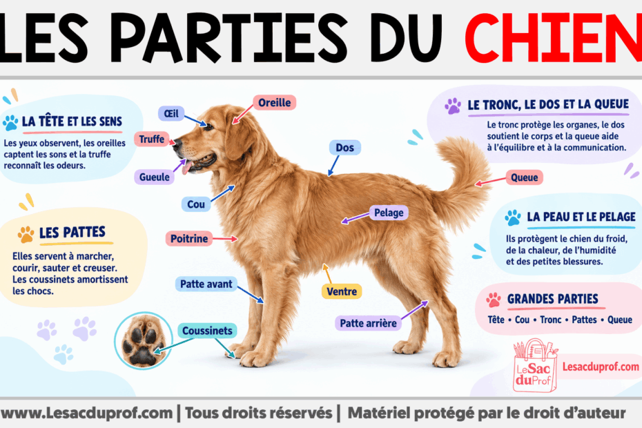 Infografia sobre Les parties du chien