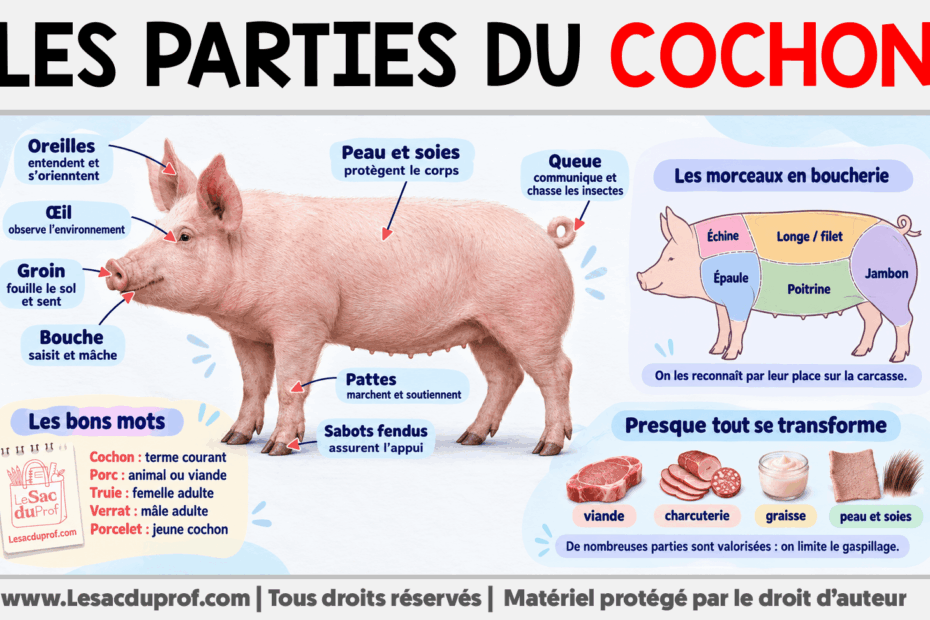 Infografia sobre Les parties du cochon