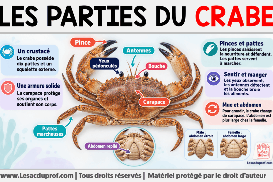 Infografia sobre Les parties du crabe