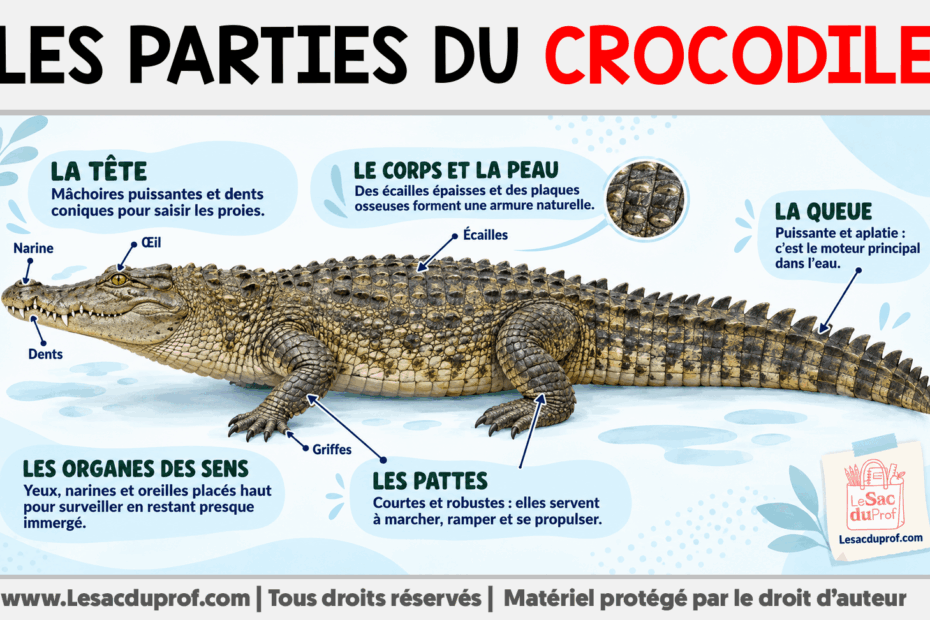 Infografia sobre Les parties du crocodile