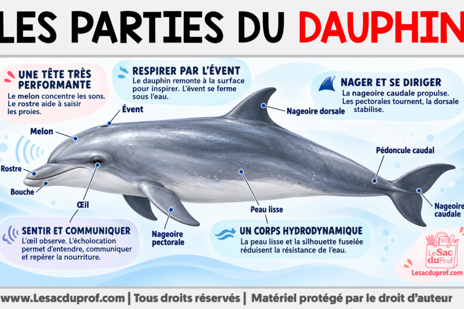 Infografia sobre Les parties du dauphin
