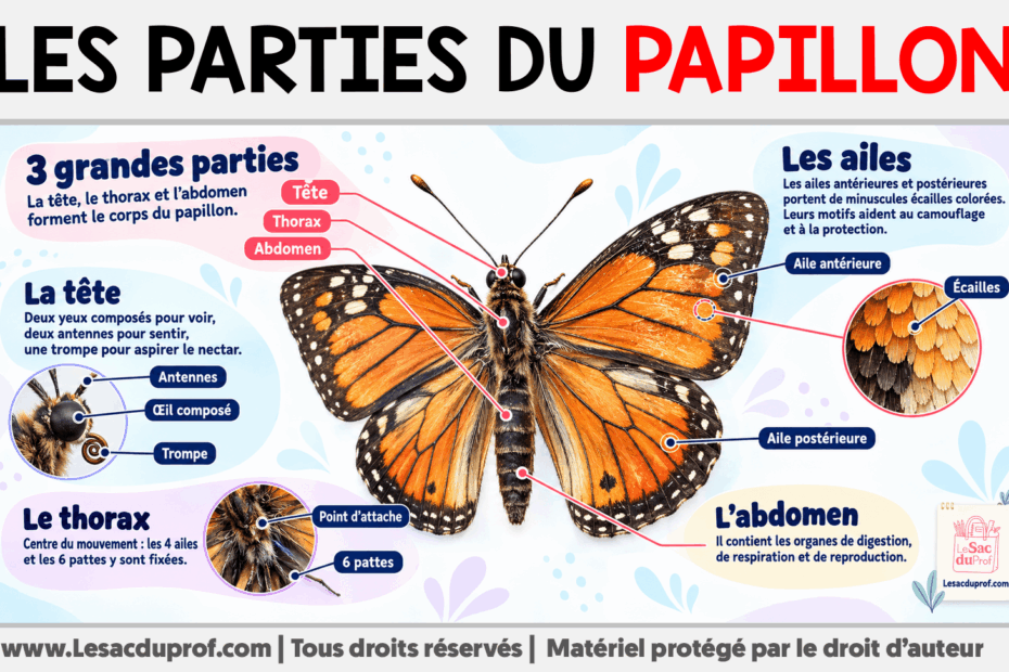 Infografia sobre Les parties du papillon