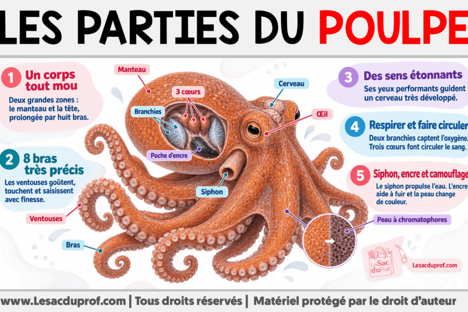 Infografia sobre Les parties du poulpe