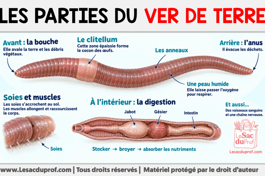 Infografia sobre Les parties du ver de terre