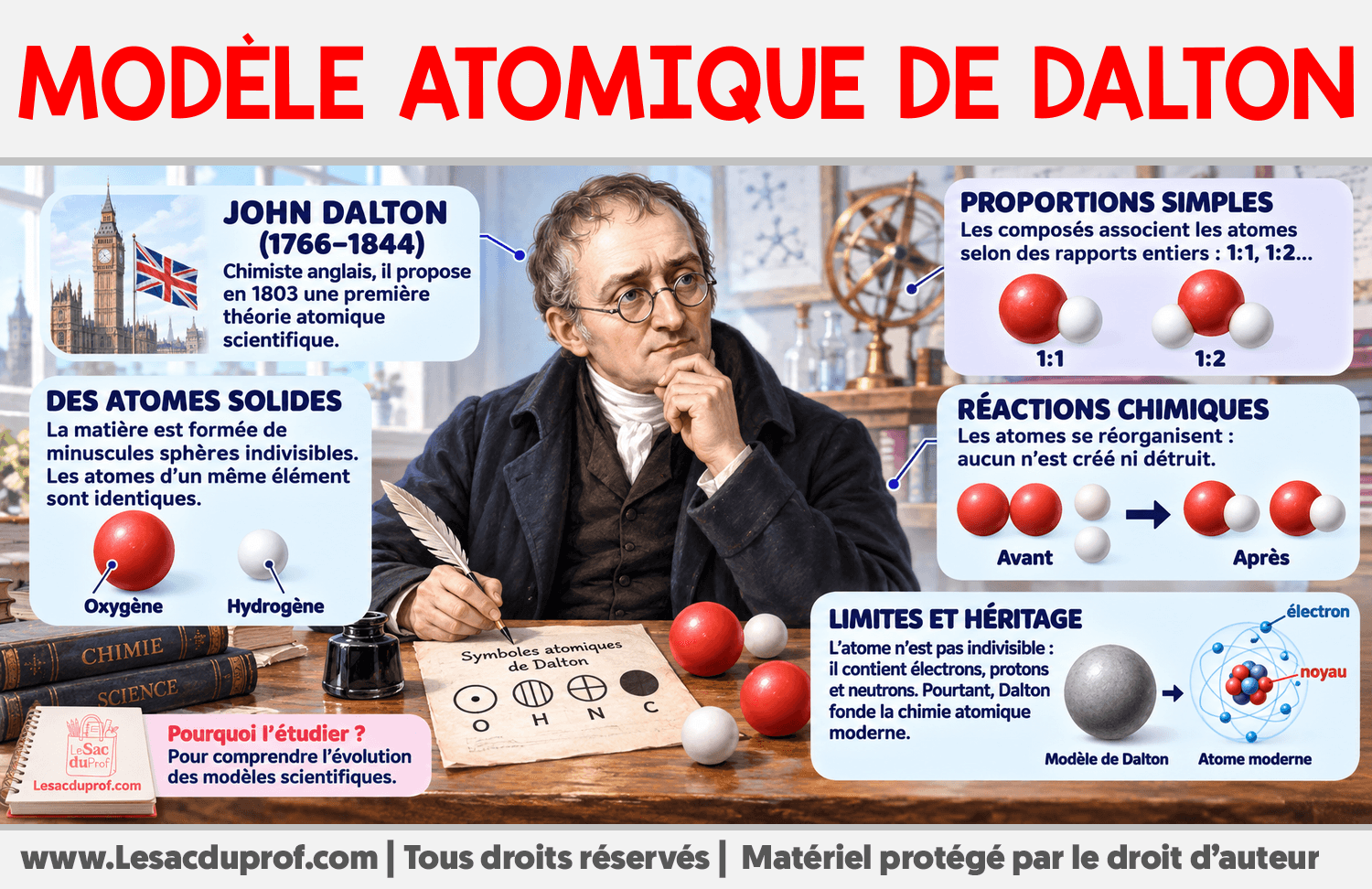 Modèle Atomique de Dalton Infographie sur Modèle Atomique de Dalton
