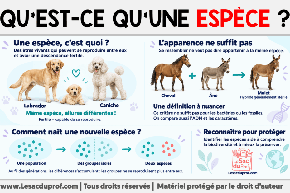 Infografia sobre Qu’est-ce qu’une espèce ?