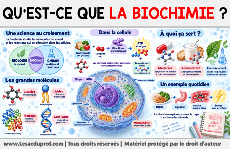 Infografia sobre Qu’est-ce que la biochimie ?