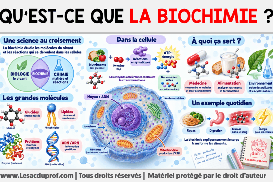 Infografia sobre Qu’est-ce que la biochimie ?