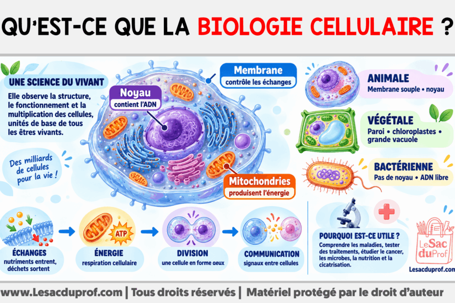 Infografia sobre Qu’est-ce que la biologie cellulaire ?