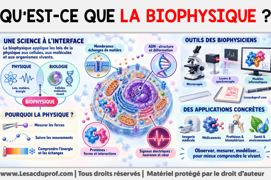Infografia sobre Qu’est-ce que la biophysique ?