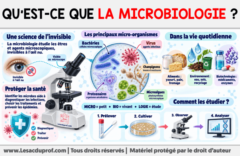 Infografia sobre Qu’est-ce que la microbiologie ?
