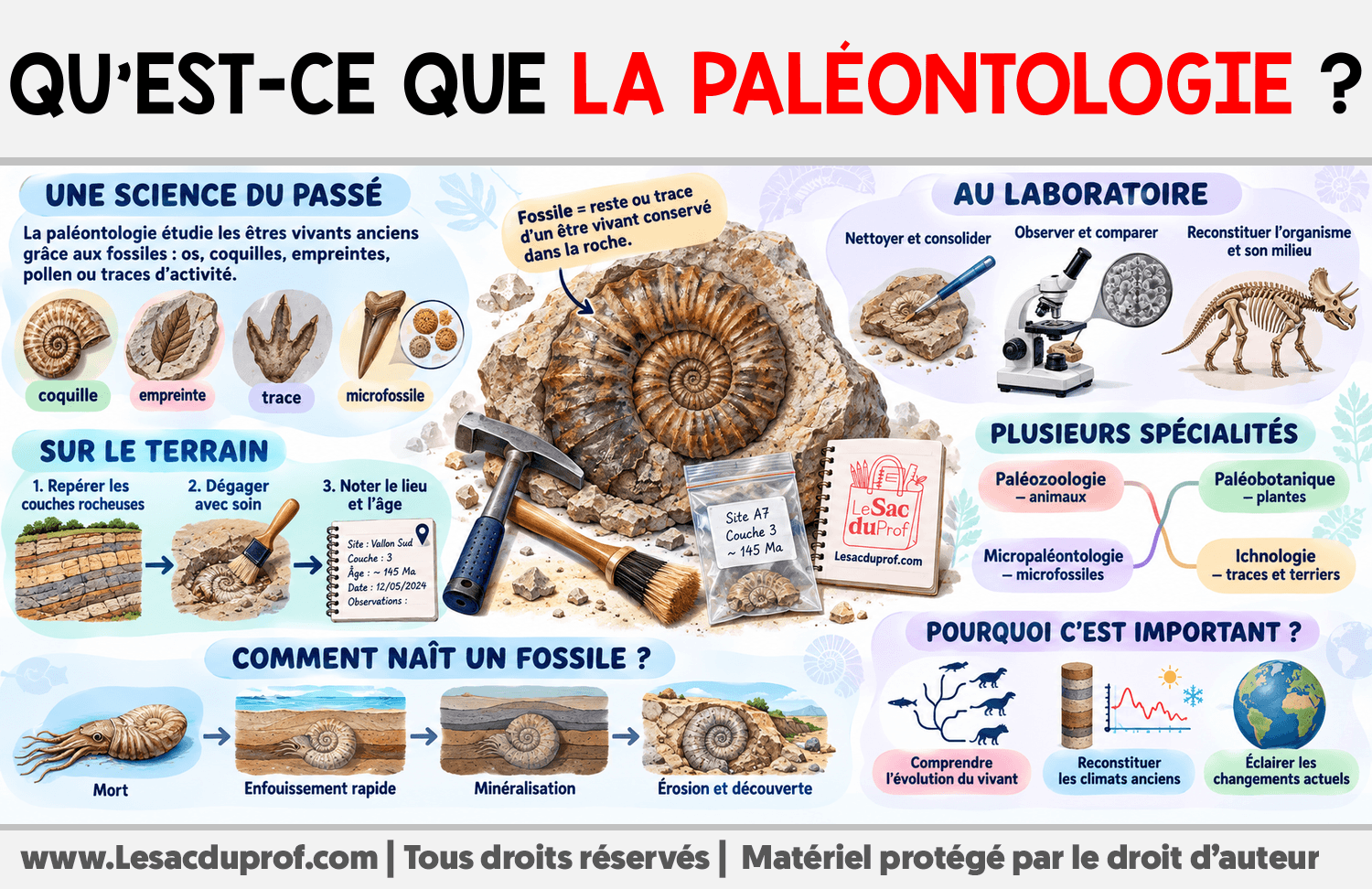 Qu’est-ce que la paléontologie ? Infographie sur Qu’est-ce que la paléontologie ?